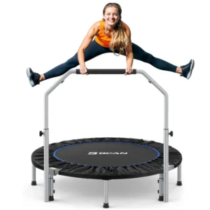 40/48“ Foldable Mini Trampoline with Adjustable Foam Handle Fitness Rebounder